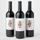 Notenkraker & Vrolijk Kerstfeest Wijn Etiket (Flessen)