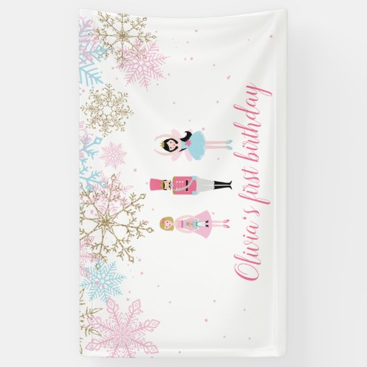 Notenkraker Winter Snowflake Verjaardag Spandoek (Verticaal)