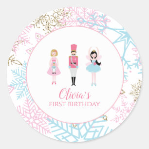 Notenkraker Winterballet Sneeuwvlok Verjaardag Ronde Sticker
