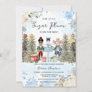 Notenkrakerblauw wintersneeuwvlokken Baby shower Kaart