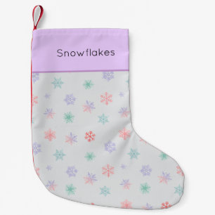Notenkrakerpastel sneeuwvlokpatroon kleine kerstsok