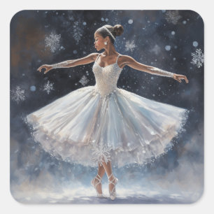 Notenkraker's Black Ballerina Snow Queen Vierkante Sticker