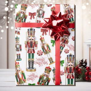 Notenkrakers Vrolijk Kerstmis Rood Groen Rol van Cadeaupapier