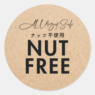 Notenvrije Allergenenvrije Voedselveiligheid Kraft Ronde Sticker
