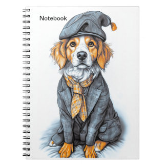 Notepad.A dog in a suit.Business style. Notitieboek