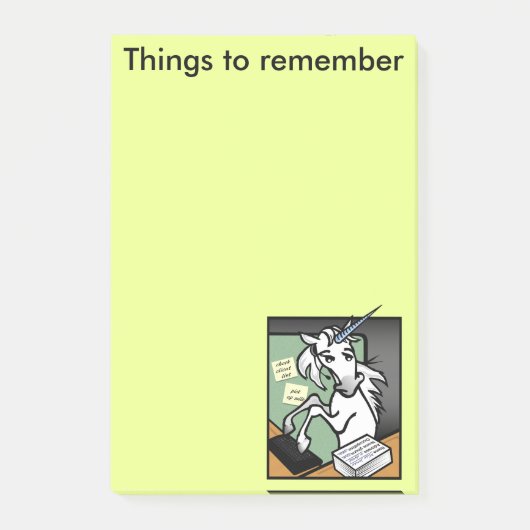 NOTEPAD VERTICAL POST-IT DE L'UNICORN NETTE (Devant)