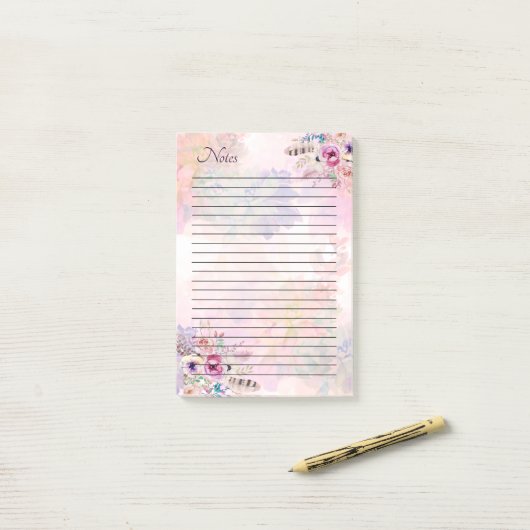 Notes aquarelle avec trait post-it (Sur un bureau)