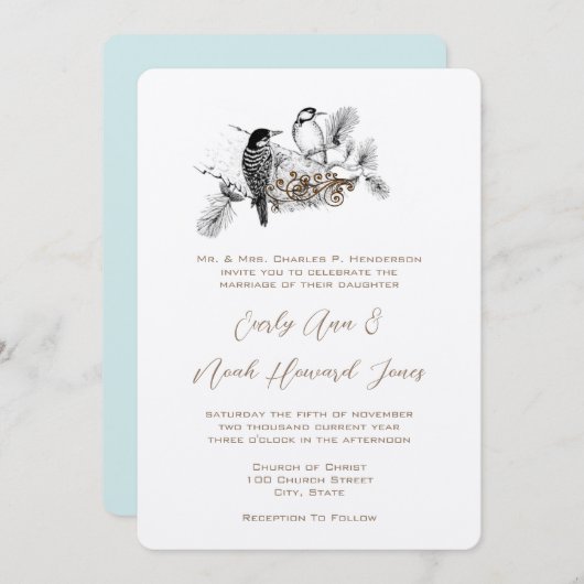 Notes blanches de Faire-part de mariage Inséparabl (Devant / Derrière)