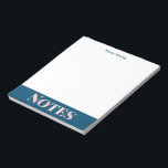 Notes bleues et bleues turquoises sur Bloc-notes p<br><div class="desc">Un joli design de typographie simple du mot Notes rempli d'un joli motif de texture rose et bleu turquoise,  personnalisé avec votre nom.</div>
