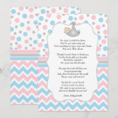 Notes bleues roses w/poem de Merci de baby shower (Devant / Derrière)