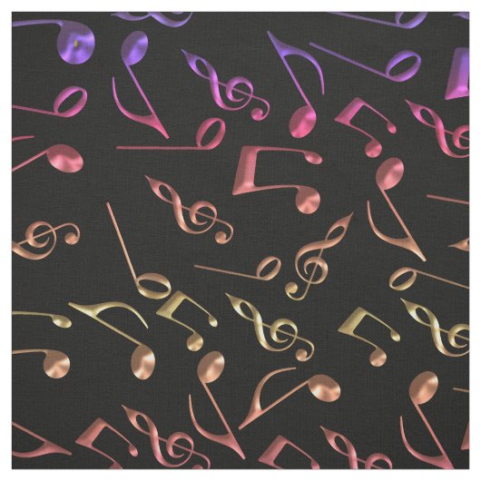 Notes chaudes de musique sur le noir ou tout tissu (Échantillon)