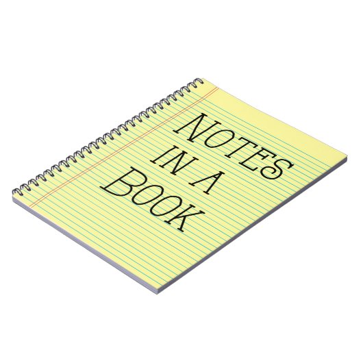 Notes dans un livre, pavé juridique jaune, Carnet  (Côté gauche)