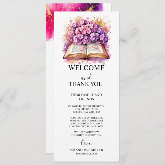 Notes de Carte de remerciements Hydrangea pour bur (Devant / Derrière)