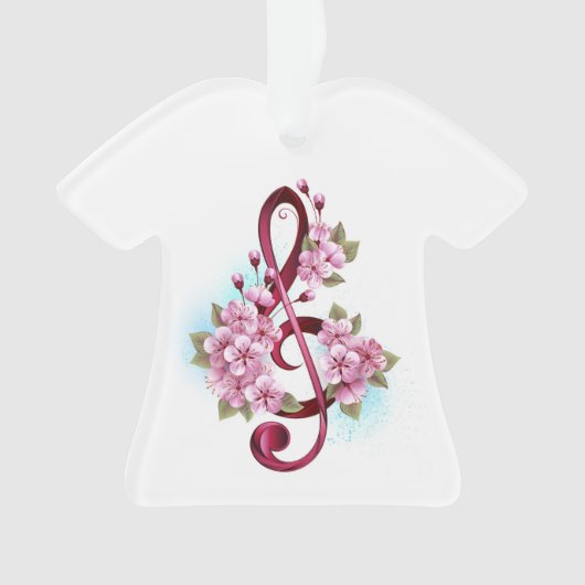 notes de clé de sol musicale avec fleurs de Sakura (devant)