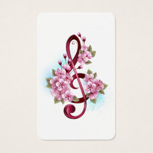 Notes de clef musicale en treble avec des fleurs S