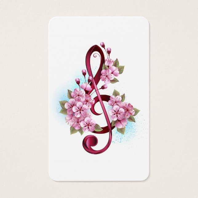Notes de clef musicale en treble avec des fleurs S (Devant)