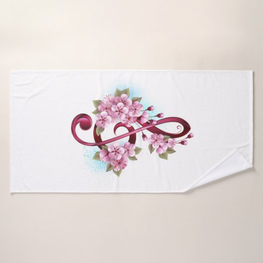 Notes de clef musicale en treble avec des fleurs S (Serviette de bain)