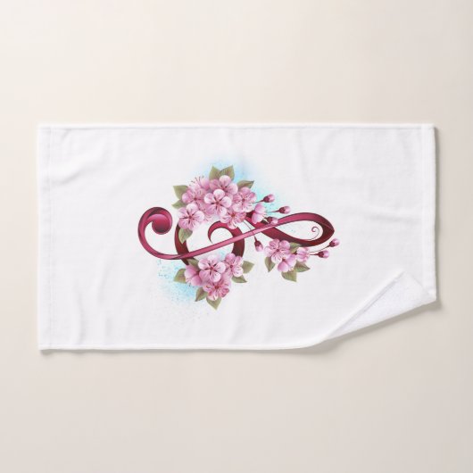 Notes de clef musicale en treble avec des fleurs S (Serviette à main)