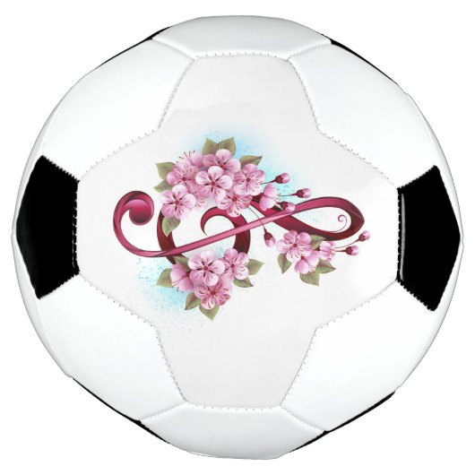 Notes de clef musicale en treble avec des fleurs S (Tourné)