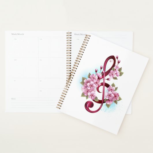 Notes de clef musicale en treble avec des fleurs S (Devant avec enveloppe)