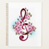 Notes de clef musicale en treble avec des fleurs S (Devant)