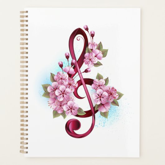 Notes de clef musicale en treble avec des fleurs S (Devant)