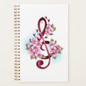 Notes de clef musicale en treble avec des fleurs S (Devant)