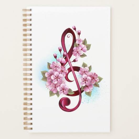 Notes de clef musicale en treble avec des fleurs S (Devant)