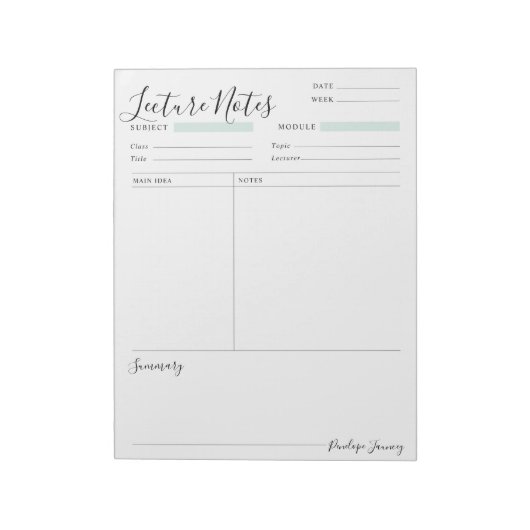 Notes de conférence Bloc-notes personnalisé (Tourné)