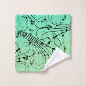 Notes de fantaisie Design de musique verte (Gant de toilette)