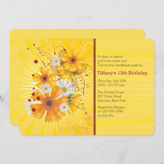 Notes de fleurs Invitation (Devant / Derrière)