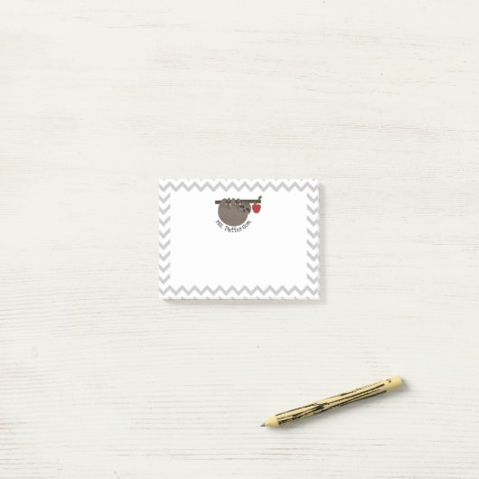 Notes de l'enseignant post-it® de Sloth Apple Tree (Sur un bureau)