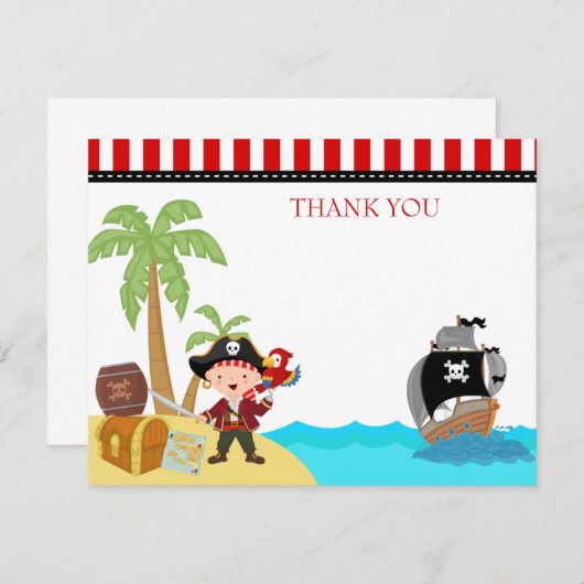 Notes de Merci d'anniversaire de pirate (Devant / Derrière)