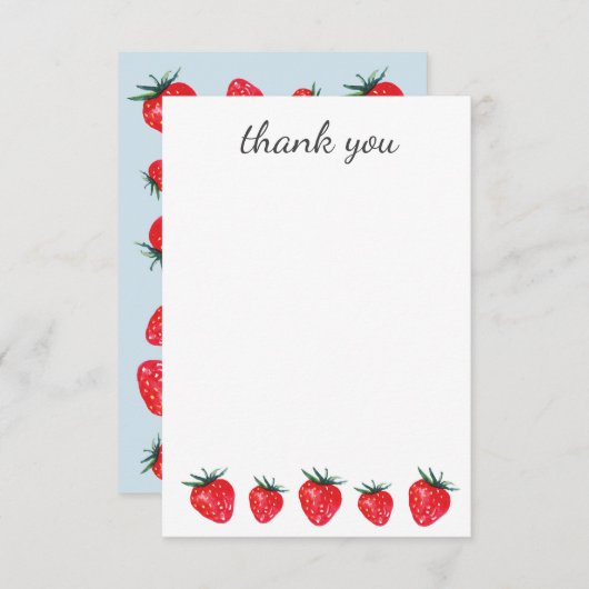 Notes de Merci d'aquarelle de fraise (Devant / Derrière)