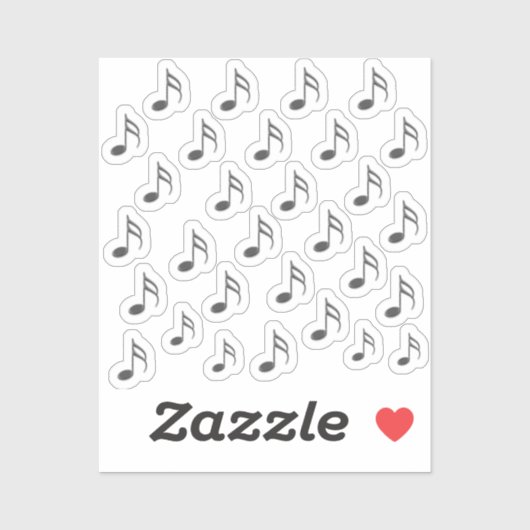 Notes de musique 3D en argent foncé 30 Stickers (Feuille)