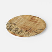 Notes de musique, assiette en papier marron abstra (Angle)