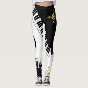 Notes de musique Black and White Gold Leggings