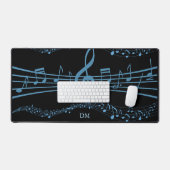 Notes de musique bleue sur le Monogramme noir (Clavier et souris)