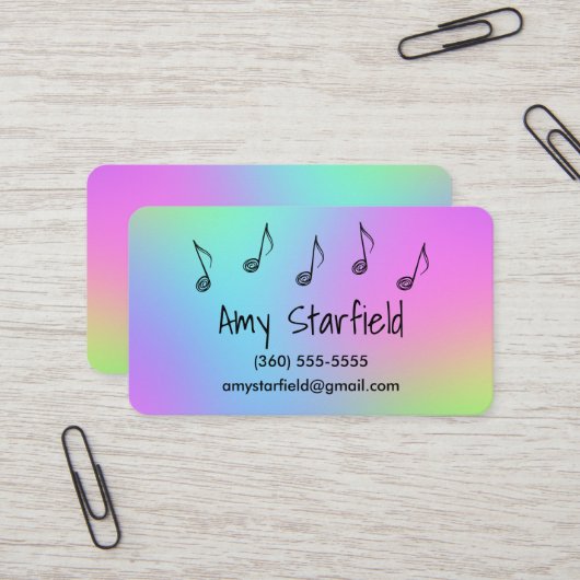 Notes de musique Carte de visite coloré (Devant/Arrière en situation)