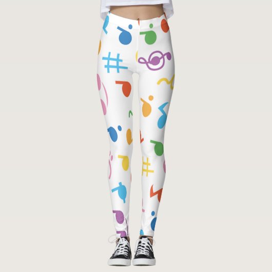 Notes de musique colorée Leggings motifs (Devant)