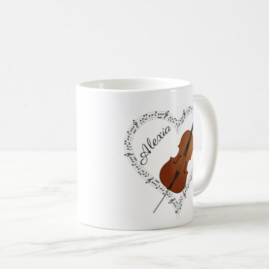 Notes de musique de cello Mug de café (Devant droit)