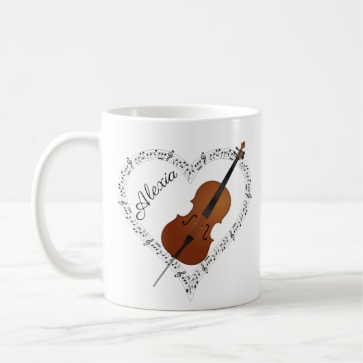 Notes de musique de cello Mug de café (Gauche)