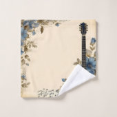 Notes de musique de guitare bleue Fleurs (Gant de toilette)