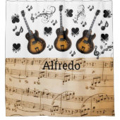 Notes de musique de rideau de douche Guitare Coeur (Devant)