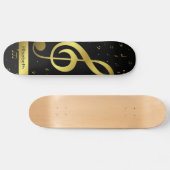 notes de musique d'or en skateboard noir (Horz)