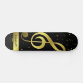 notes de musique d'or en skateboard noir (Horz)
