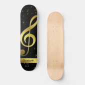 notes de musique d'or en skateboard noir (Recto)