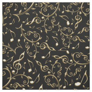 Notes de musique d'or sur le noir ou tout tissu de