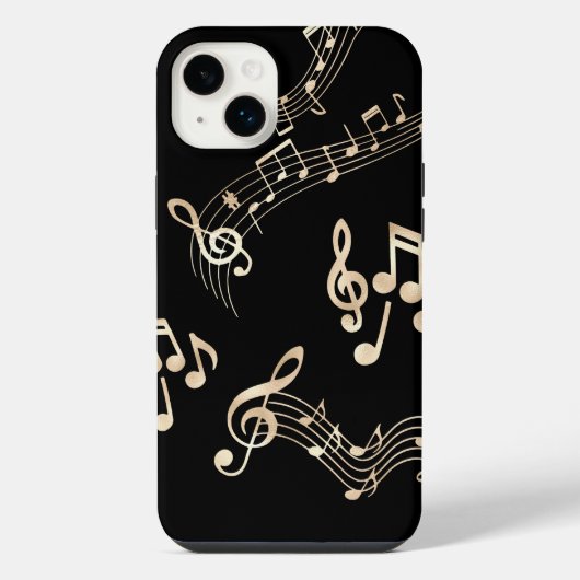 Notes de musique dorées sur fond noir (Verso)