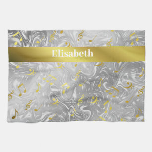 notes de musique élégante serviette de cuisine mot